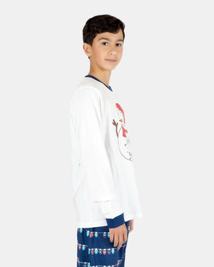 Kids White Snowman Nightwear Set