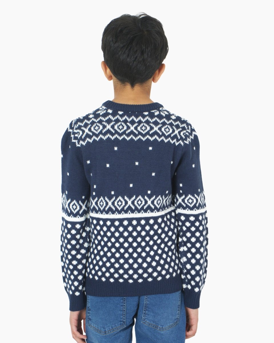 Kids Xmas Reindeer navy Jumper