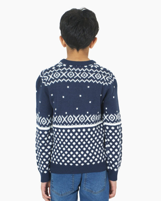 Kids Xmas Reindeer navy Jumper