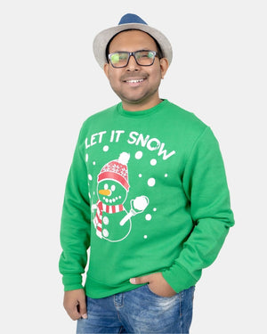 Let It Snow Green Men’s Christmas Jumper