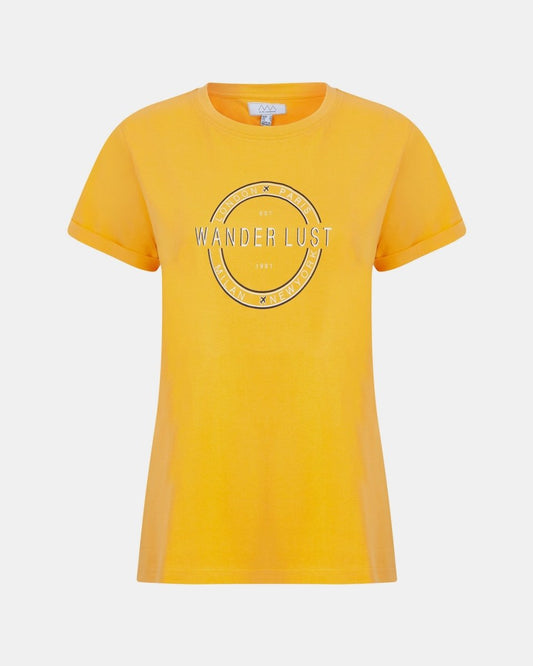 Light Mustard Womens Wanderlust Printed T-Shirt