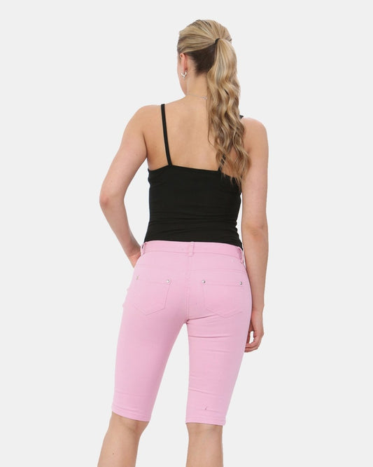 Light Pink Chino Capri Bengaline Shorts
