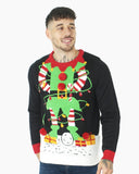 Men Elf Light Plug Black Christmas Jumper