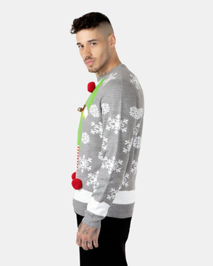 Elf Grey Xmas Jumper for Men