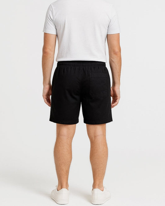 Mens Black Cargo Shorts Elastic Waist