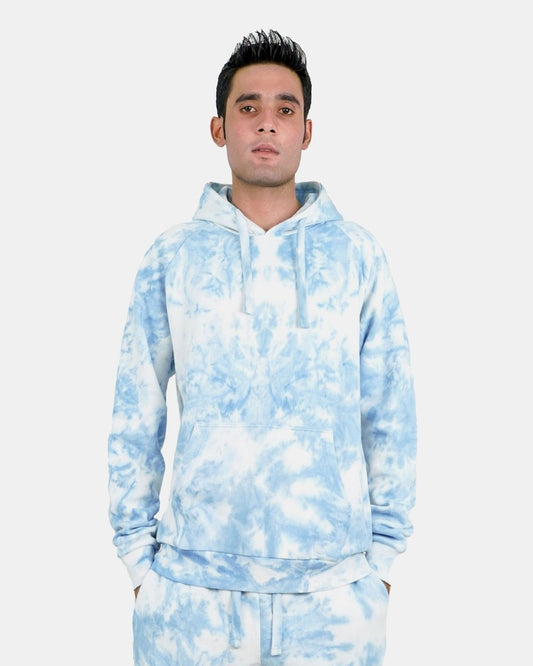 Men's Blue Fleece Tie - Dye Hoodie
