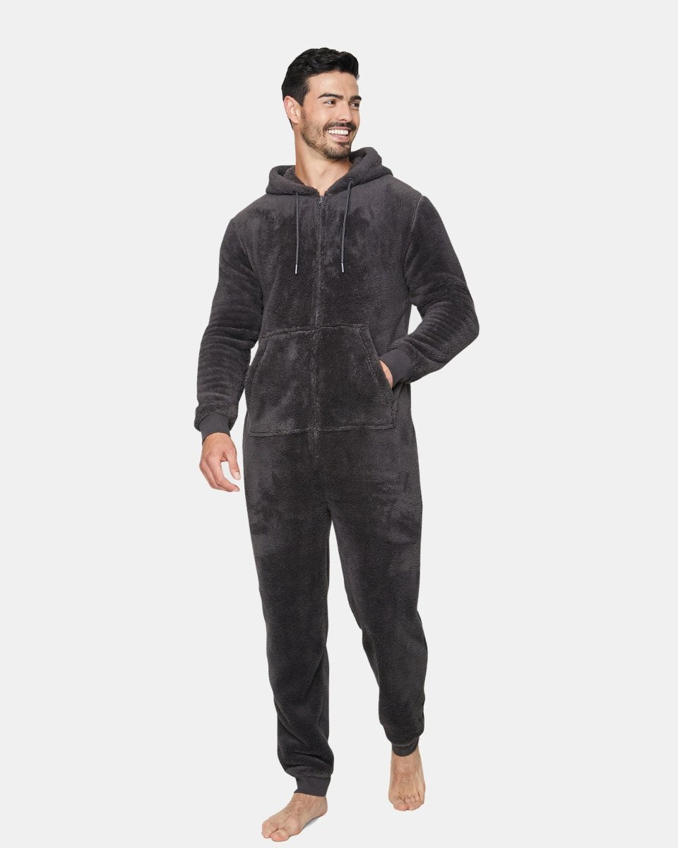 Men's Charcoal Warm Hooded Onesie