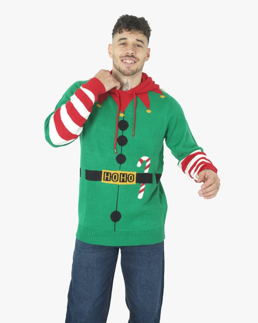 Mens Elf Candy Cane Green C - Jumper
