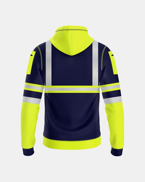 Mens Full Zip Hoodie (Neon Green/Navy 2)