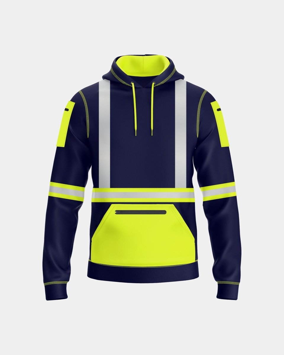 Mens Hi Vis Hoodie (Neon Green/Navy 3)