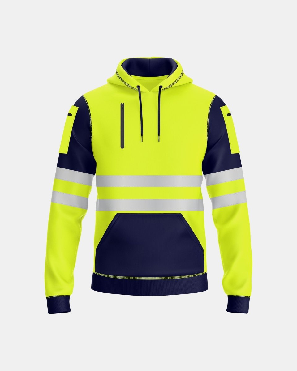 Mens Hi Vis Hoodie (Neon Green/Navy 4)