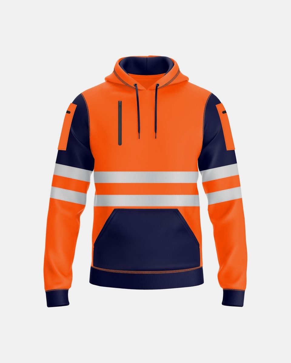 Mens Hi Vis Hoodie (Neon Orange/Navy 4)