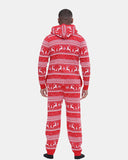 Mens Jacquard Red Aztec Knitted Onesie