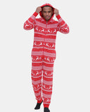 Mens Jacquard Red Aztec Knitted Onesie