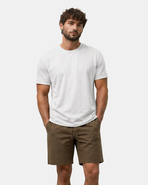 Mens Khaki Shorts Elastic Waist
