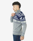 Mens Mock Zip Navy Christmas Jumper