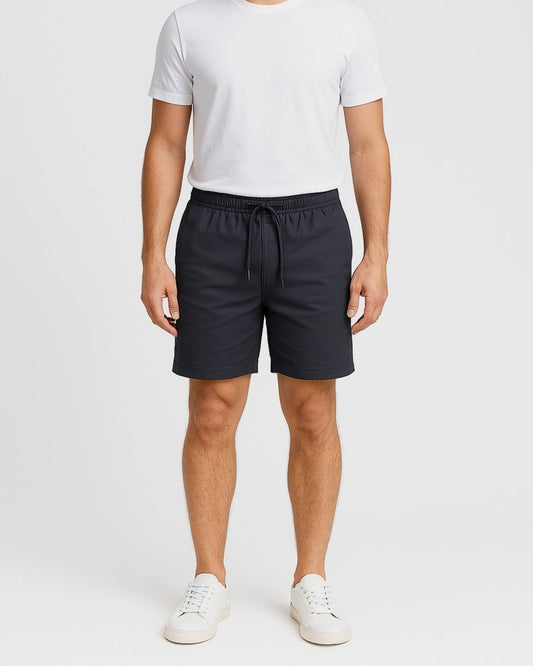 Mens Navy Cargo Shorts Elastic Waist