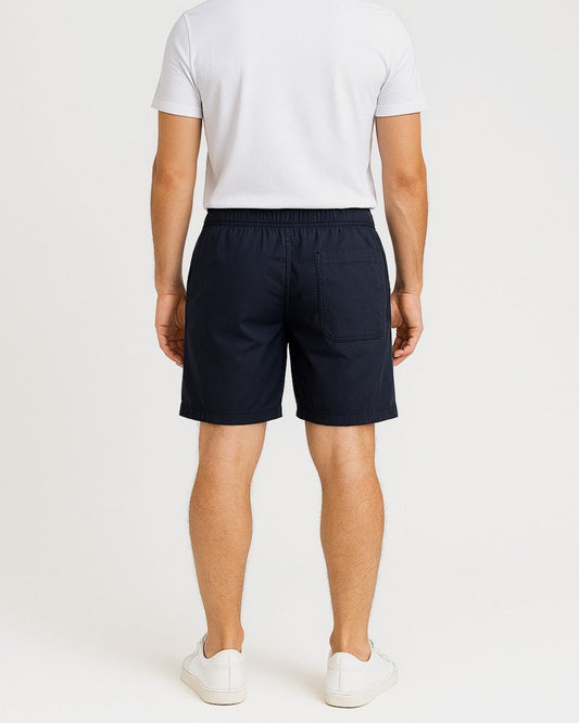 Mens Navy Cargo Shorts Elastic Waist