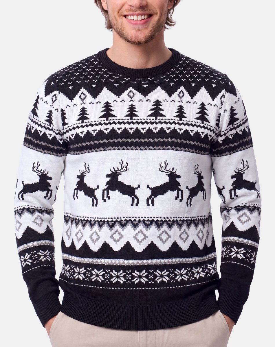 Mens Xmas Tree Crewneck Sweatshirt | Black Festive Christmas Sweatshirt – NOROZE