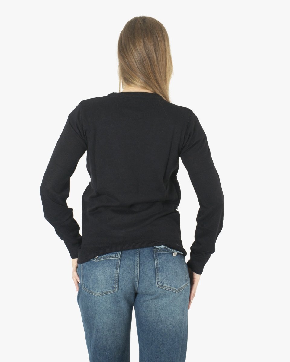 Merry Xmas Reindeer Black Festive Womens Jumper