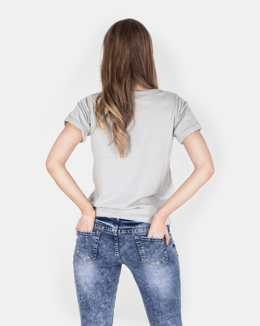 Mint Ripped Holes Rounded Neck T-Shirt