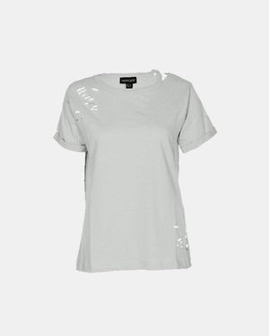 Mint Ripped Holes Rounded Neck T-Shirt