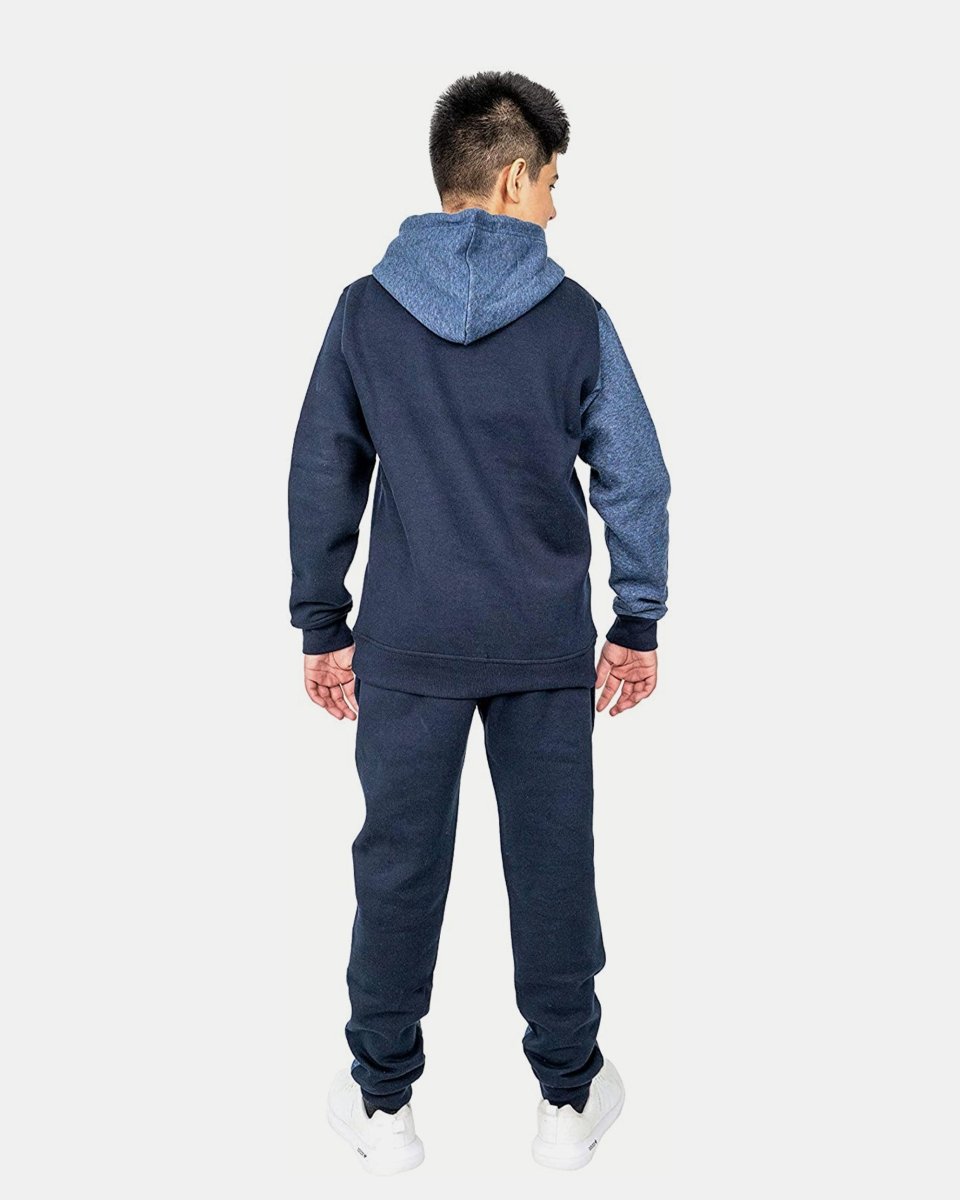 Navy Grey Contrast Panel Jogging Suit