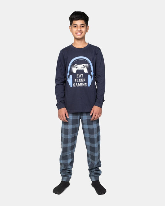Navy Kids Nightwear Cotton Pajamas