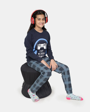 Navy Kids Nightwear Cotton Pajamas