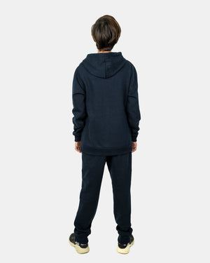Navy Kids Plain Hooded Tracksuit