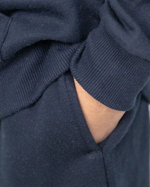 Navy Kids Plain Hooded Tracksuit