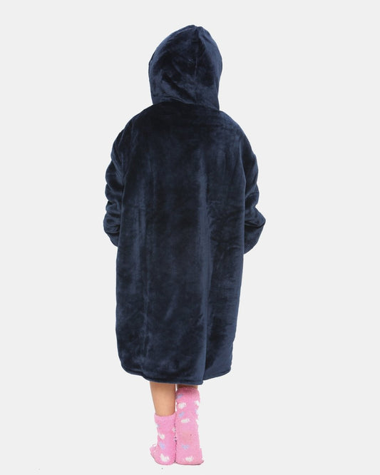 Navy Kids Sherpa Lining Hoodie