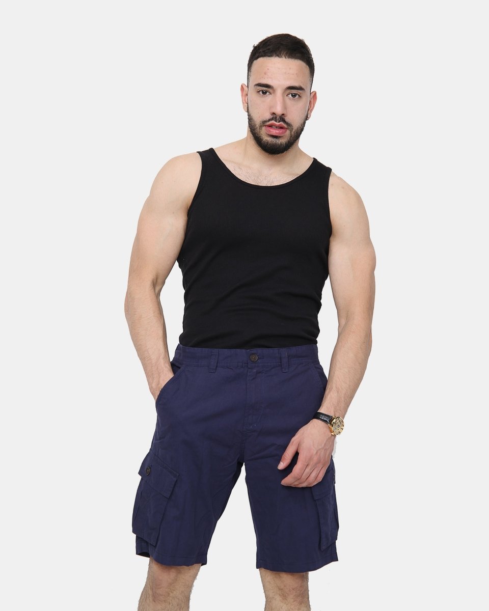 Navy Knee Length Cargo Shorts