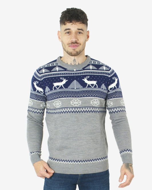 Navy Moose Knitted Men’s Xmas Jumper