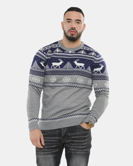 Navy Moose Knitted Men’s Xmas Jumper