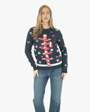 Navy Pub Novelty Womens Xmas Jumper