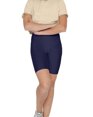 Navy Shiny Nylon Lycra Shorts: