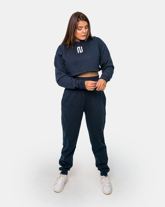 Navy Womens Crop Top Tracksuit