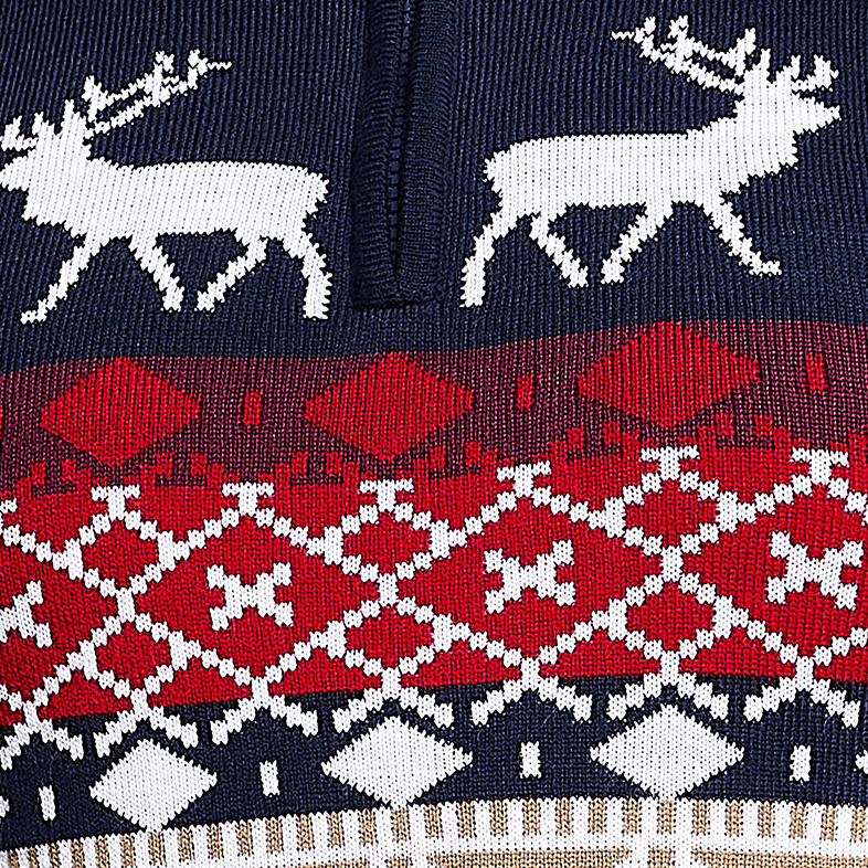 Navy Zip Neck Chunky Knit Christmas Jumper