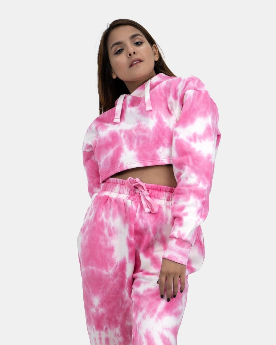 Pink Tie - Dye Long - Sleeve Hoodie