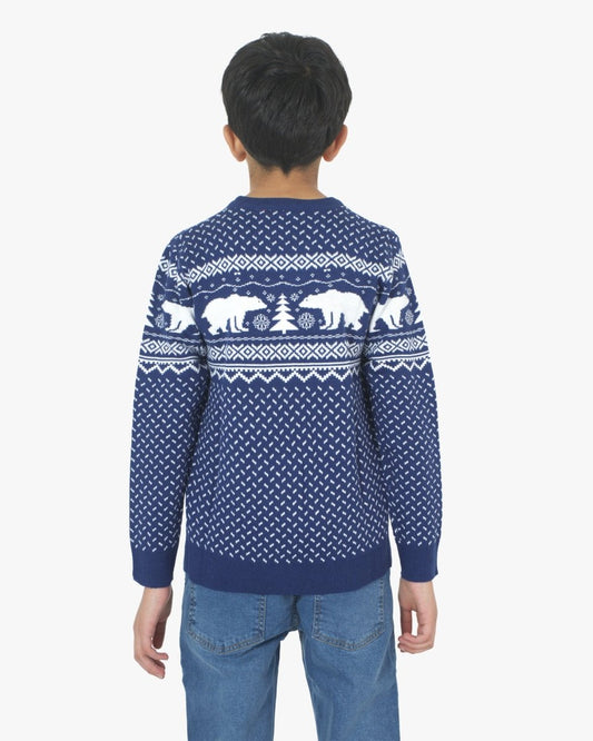 Polar Bear Navy Kids Christmas Jumper