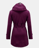 Purple Belted Button Fleece Coat