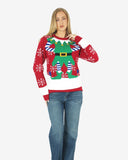 Red Womens Knitted Long Sleeves Sweater