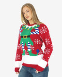 Red Womens Knitted Long Sleeves Sweater