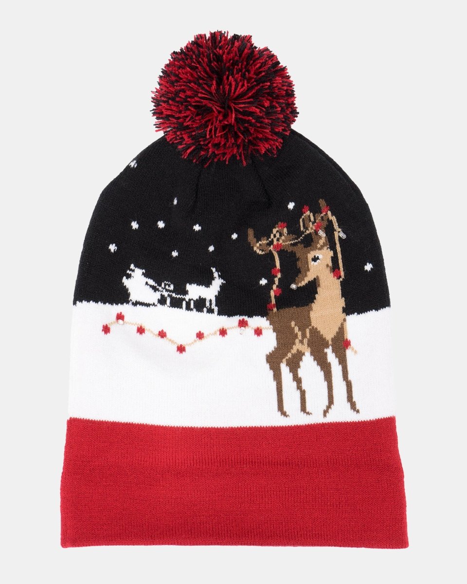 Reindeer LED Lights Beanie Hat