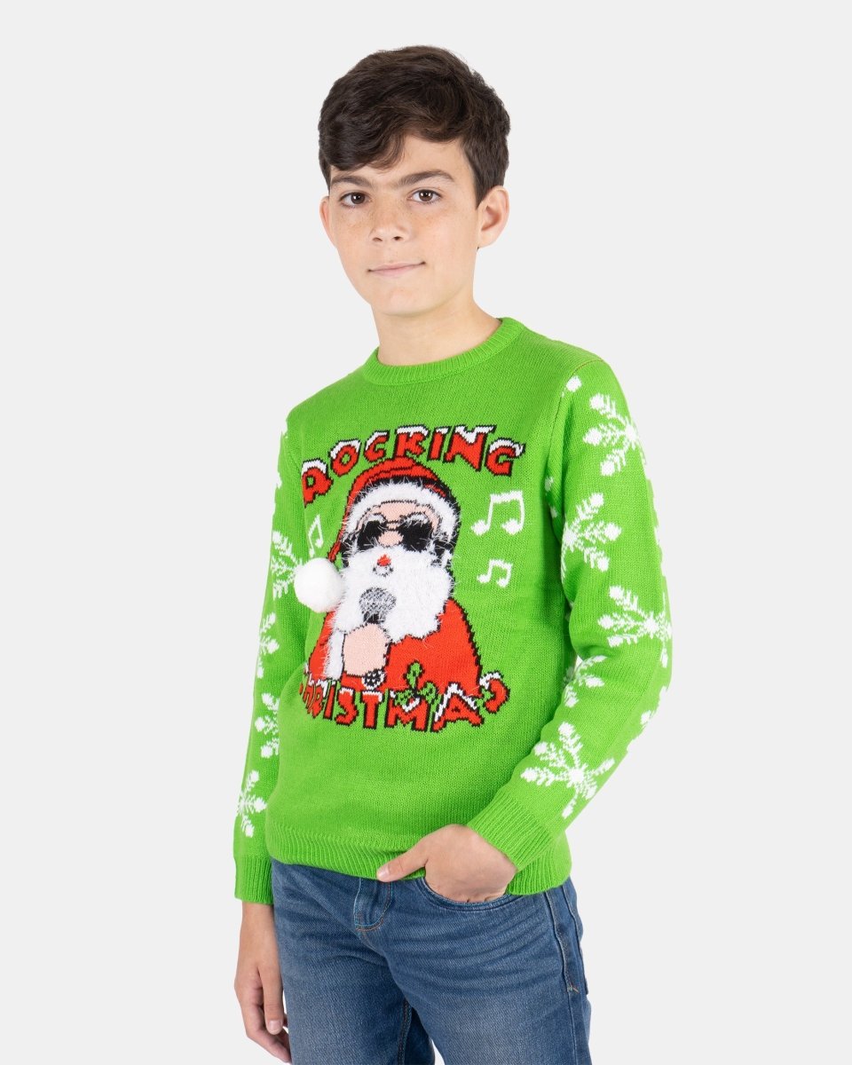 Rocking Green Kids Christmas Jumpers