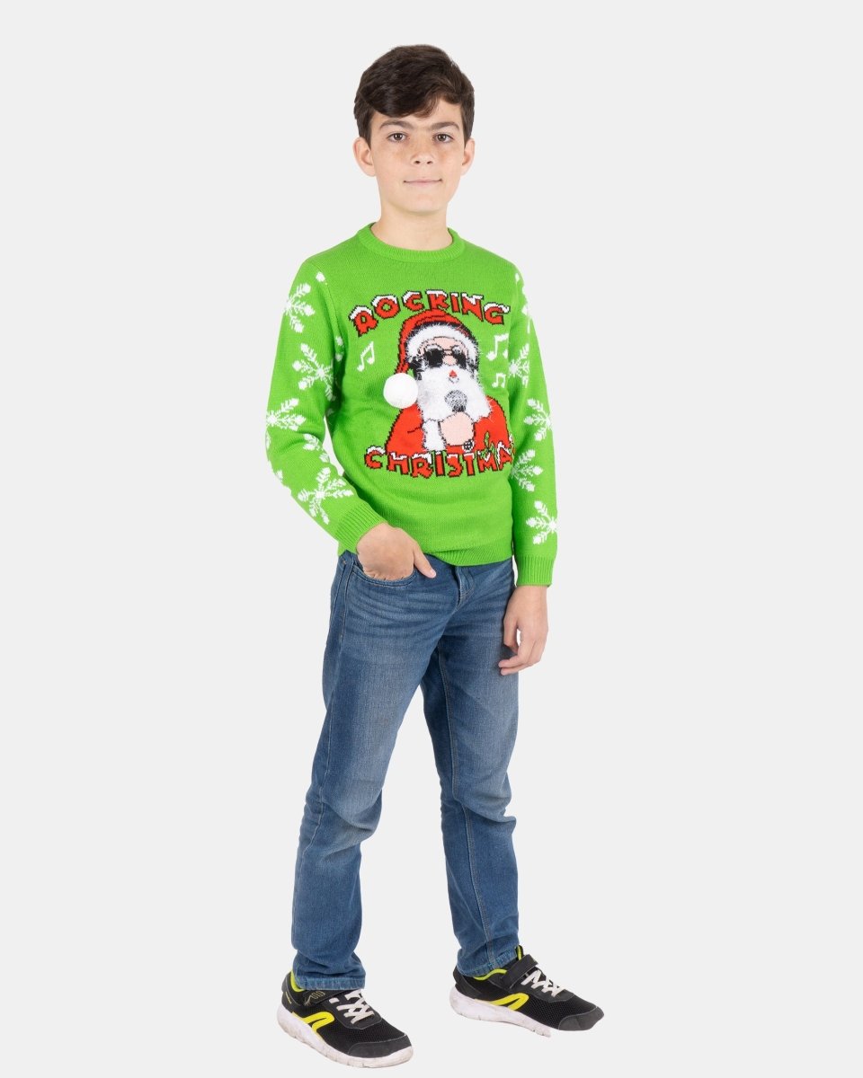 Rocking Green Kids Christmas Jumpers