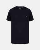 Rolled Cuffs Navy Cotton T-Shirt