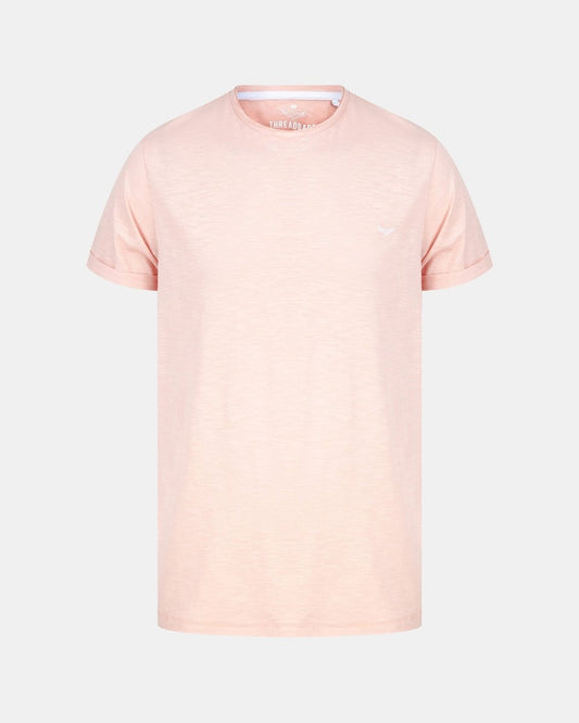 Rolled Cuffs Pink Cotton T-Shirt