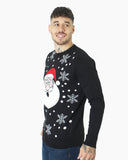 Santa Head Black Festive Jumper